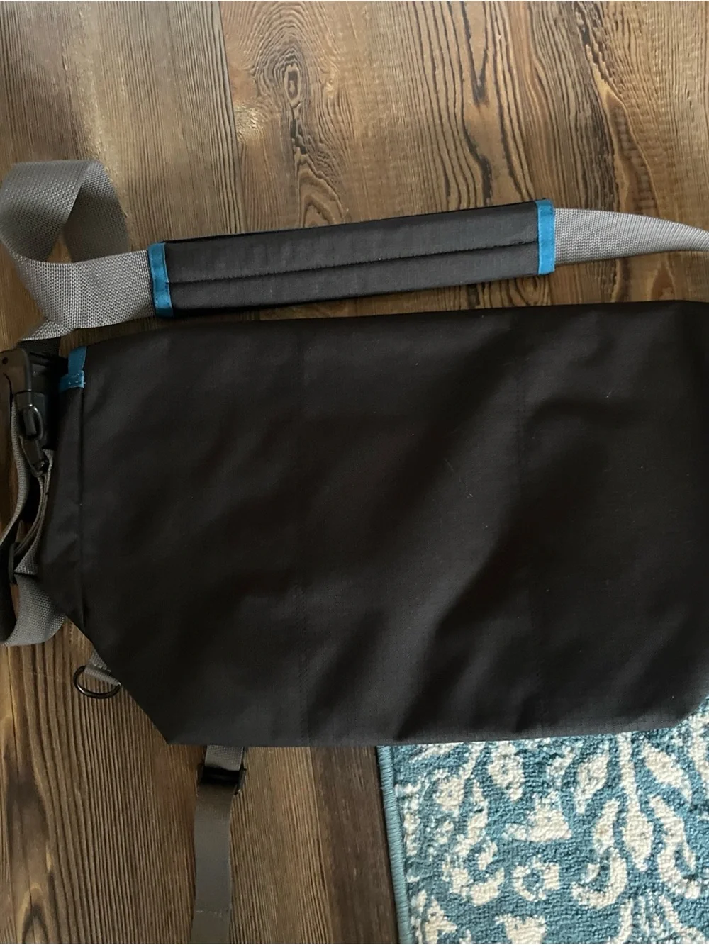 Timbuk2 Black Messenger Bag with Teal Trim